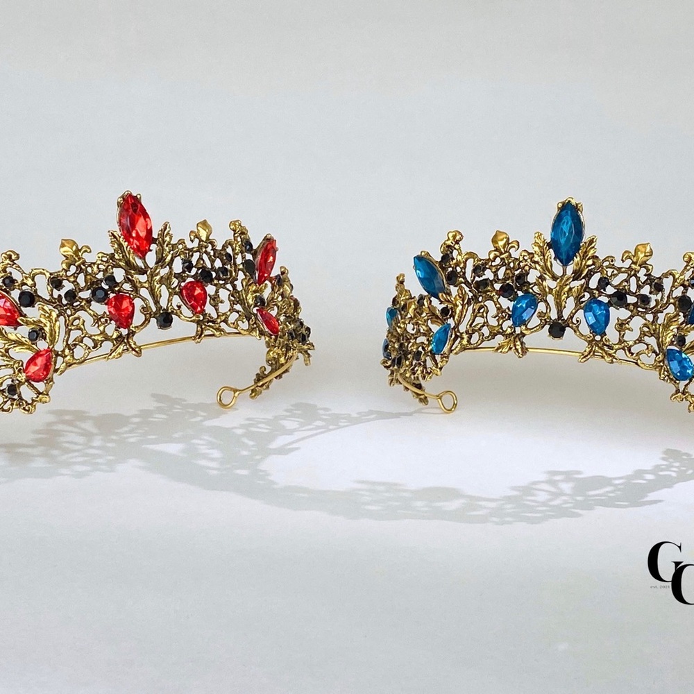 Gold and Blue Jeweled Tiara - Picture 3 of 3